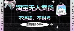 淘宝无人卖货4，不违规不封号，简单无脑，日躺赚1000+-KJ分享