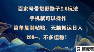 百家号带货野路子2.0玩法,手机就可以操作,简单复制粘贴,无脑搬运日…-KJ分享