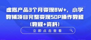 虚拟产品3个月变现8W+，小学教辅项目完整变现SOP操作教程(教程+资料)-KJ分享