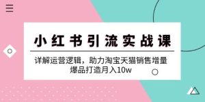 小红书引流实战课：详解运营逻辑，助力淘宝天猫销售增量，爆品打造月入10w-KJ分享