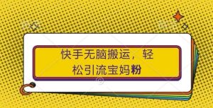 快手无脑搬运，轻松引流宝妈粉，纯小白轻松上手【揭秘】-KJ分享