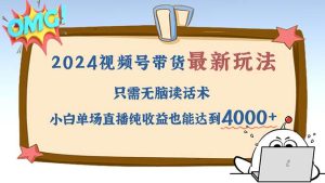 2024视频号最新玩法，只需无脑读话术，小白单场直播纯收益也能达到4000+-KJ分享
