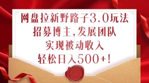 网盘拉新野路子3.0玩法,招募博主,发展团队,实现被动收入,轻松日入500+【揭秘】-KJ分享