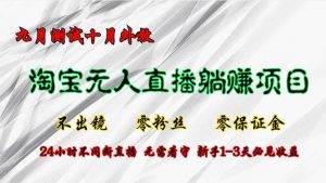 淘宝无人直播最新玩法，九月测试十月外放，不出镜零粉丝零保证金，24小…-KJ分享