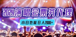 2024演唱会票务代理，全网最低价票务渠道，小白也能轻松日入2000+-KJ分享