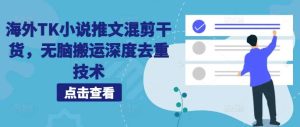 海外TK小说推文混剪干货,无脑搬运深度去重技术-KJ分享