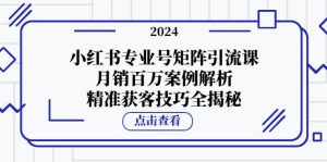 小红书专业号矩阵引流课，月销百万案例解析，精准获客技巧全揭秘-KJ分享