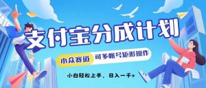 支付宝分成计划小众赛道可多号矩形操作。小白轻松上手，日入1000-KJ分享