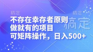 不存在幸存者原则，做就有的项目，可矩阵操作，日入500+-KJ分享