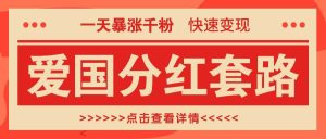 一个极其火爆的涨粉玩法,一天暴涨千粉的爱国分红套路,快速变现日入300+-KJ分享