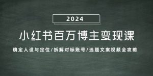 小红书百万博主变现课:确定人设与定位/拆解对标账号/选题文案视频全攻略-KJ分享