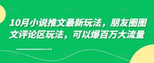 10月小说推文最新玩法，朋友圈图文评论区玩法，可以爆百万大流量-KJ分享