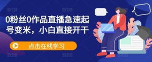 0粉丝0作品直播急速起号变米，小白直接开干-KJ分享