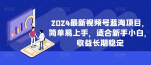 2024最新视频号蓝海项目，简单易上手，适合新手小白，收益长期稳定-KJ分享