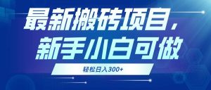 最新0门槛搬砖项目，新手小白可做，轻松日入300+-KJ分享