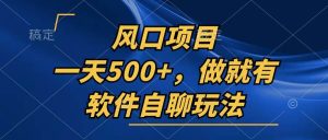 一天500+，只要做就有，软件自聊玩法-KJ分享