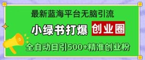 最新蓝海平台无脑引流，小绿书打爆创业圈，全自动日引500+精准创业粉-KJ分享