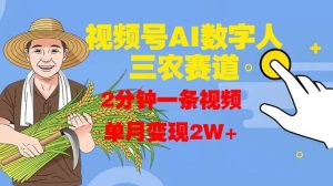 视频号AI数字人玩转三农赛道，2分钟一条视频，单月变现2W+-KJ分享