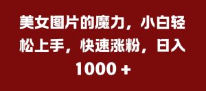 美女图片的魔力，小白轻松上手，快速涨粉，日入几张-KJ分享