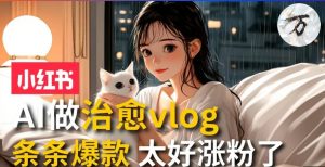 AI治愈系vlog动画视频，小红书1个月轻松涨粉破万，商单报价1500+日入2000+-KJ分享