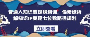 普通人知识变现规划课,像素级拆解知识IP变现七位数路径规划-KJ分享