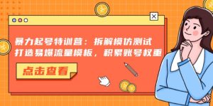 暴力起号特训营：拆解模仿测试，打造易爆流量模板，积累账号权重-KJ分享