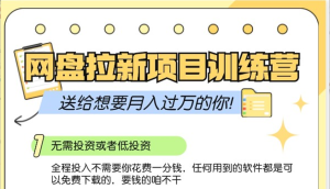 网盘拉新训练营3.0;零成本公域推广大作战,送给想要月入过万的你-KJ分享