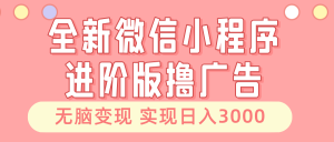 全新微信小程序进阶版撸广告 无脑变现睡后也有收入 日入3000＋-KJ分享