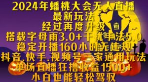 2024年蟠桃大会无人直播最新玩法，稳定开播160小时无违规，抖音、快手、视频号三家通用玩法-KJ分享