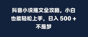 抖音小说推文全攻略，小白也能轻松上手，日入 5张+ 不是梦-KJ分享