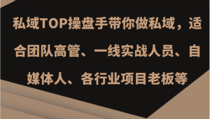 私域TOP操盘手带你做私域，适合团队高管、一线实战人员、自媒体人、各行业项目老板等-KJ分享