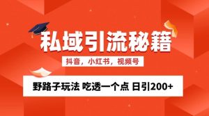 私域流量的精准化获客方法 野路子玩法 吃透一个点 日引200+-KJ分享