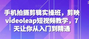 手机拍摄剪辑实操班,剪映videoleap短视频教学,7天让你从入门到精通-KJ分享