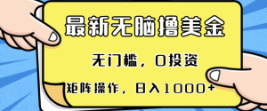 最新无脑撸美金项目,无门槛,0投资,可矩阵操作,单日收入可达1000+-KJ分享