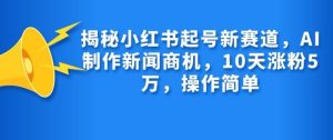揭秘小红书起号新赛道，AI制作新闻商机，10天涨粉1万，操作简单-KJ分享
