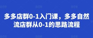 多多店群0-1入门课，多多自然流店群从0-1的思路流程-KJ分享