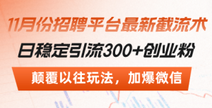 招聘平台最新截流术，日稳定引流300+创业粉，颠覆以往玩法 加爆微信-KJ分享