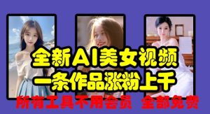 全新AI美女视频，一条作品涨粉上千，所有工具不用会员，全部免费-KJ分享