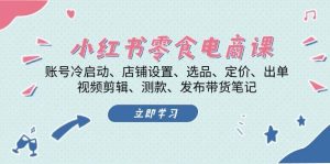 小红书零食电商课：账号冷启动/店铺设置/选品/定价/出单/视频剪辑/测款/发布带货笔记-KJ分享