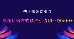 快手搬砖式引流,最新私信方式精准引流创业粉300+-KJ分享