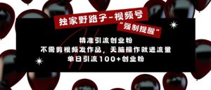 独家野路子利用视频号“强制提醒”，不需剪视频发作品，无脑操作就进流量，单日引流100+创业粉-KJ分享