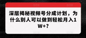 深层揭秘视频号分成计划，为什么别人可以做到轻松月入1W+?-KJ分享