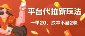 平台代拉新玩法，一单20，成本不到2快-KJ分享