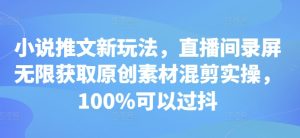 小说推文新玩法,直播间录屏无限获取原创素材混剪实操,100%可以过抖-KJ分享