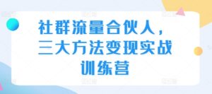 社群流量合伙人，三大方法变现实战训练营-KJ分享