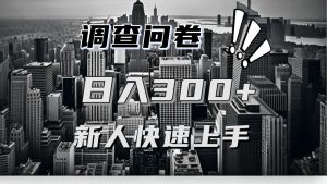 【快速上手】调查问卷项目分享，一个问卷薅多遍，日入二三百不是难事！-KJ分享