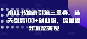 小红书独家引流三重奏，当天引流100+创业粉，流量爆炸不愁变现-KJ分享