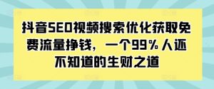 抖音SEO视频搜索优化获取免费流量挣钱,一个99%人还不知道的生财之道-KJ分享