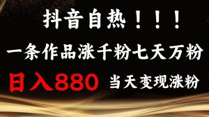 抖音小红书自热，一条作品1000粉，7天万粉，单日变现880收益-KJ分享