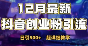 最新公开:12月份抖音日引500+创业粉秘籍-KJ分享